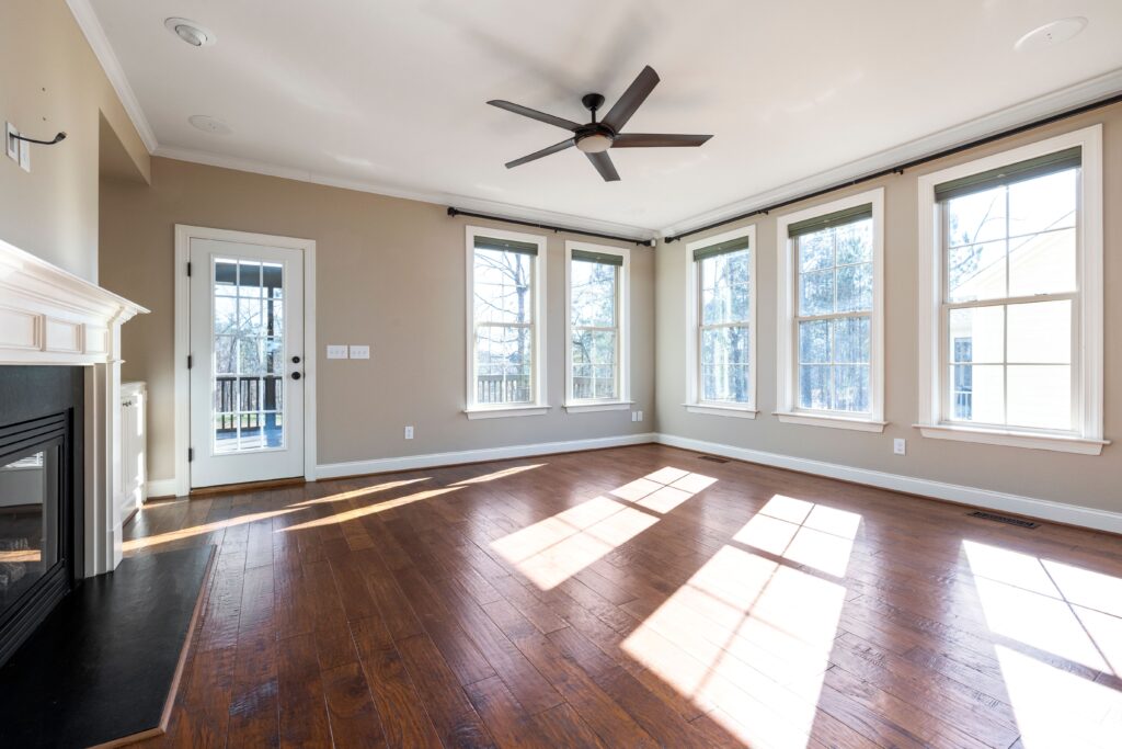 Stock photo of an empty room with neutral walls and natural light